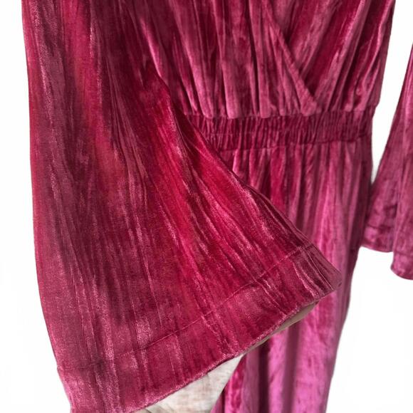 a new day Pink Velvet Long Sleeve Jumpsuit with Elastic Waist - Picture 4 of 8